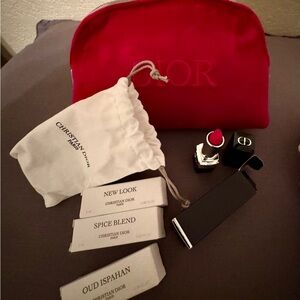 Dior Red Cosmetic Bag with Fragrance Samples
